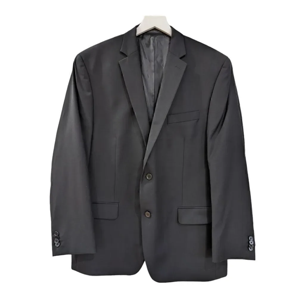 LIKE NEW Michael Kors 100% Wool Men's Solid Black Two Button Blazer Size 44R